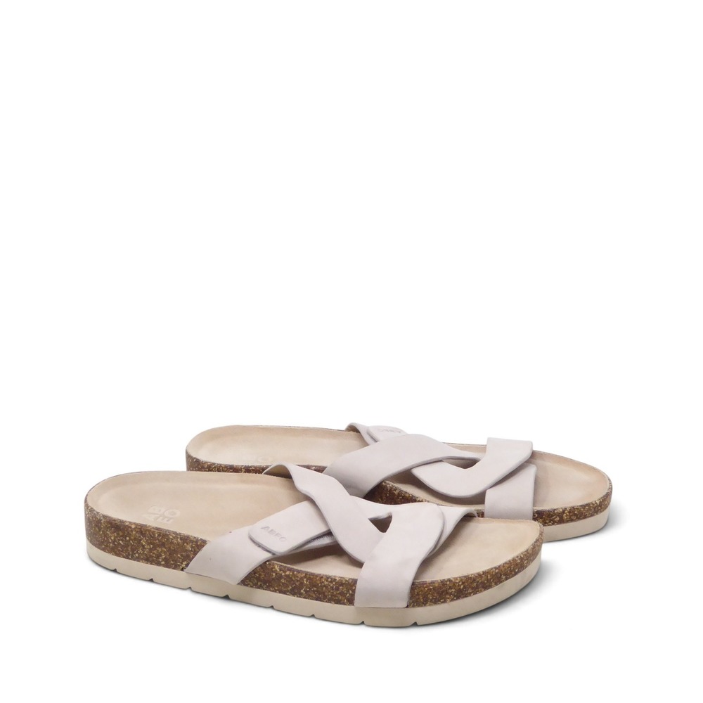 ABEO Women Slide Sandals Beige Lizzy Cork Footbed 10 Neutral